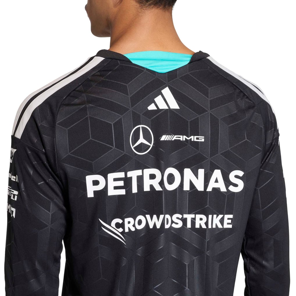 メルセデスAMGペトロナスドライバー長袖ユニフォームTシャツ - ブラック