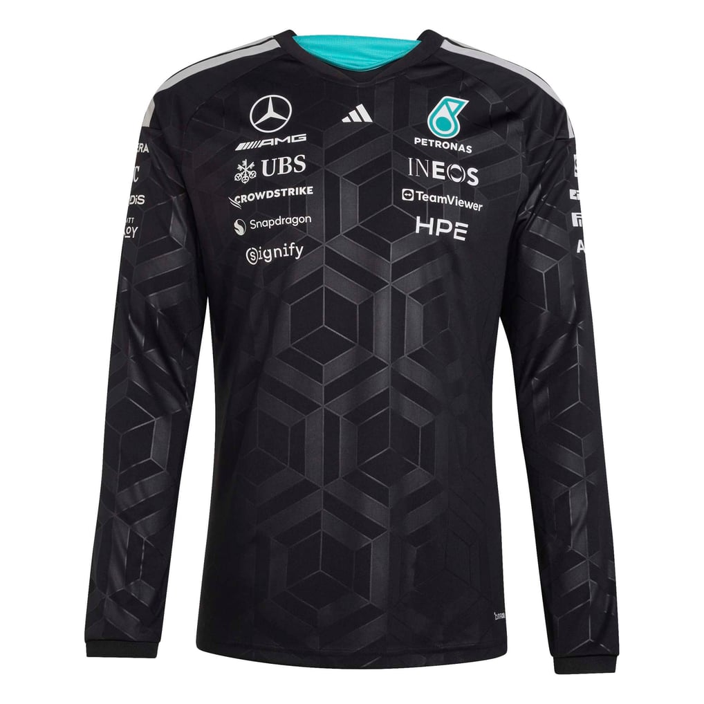 メルセデスAMGペトロナスドライバー長袖ユニフォームTシャツ - ブラック