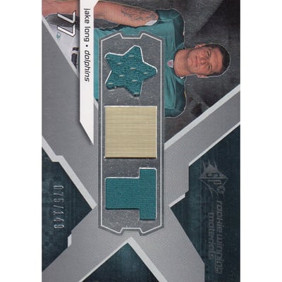 2008 SPx Rookie Materials Star and Position Dual 149 #RMJL Jake Long