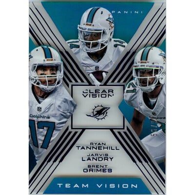 2015 Panini Clear Vision Team Vision Blue #TV15 Brent Grimes/Jarvis Landry/Ryan Tannehill