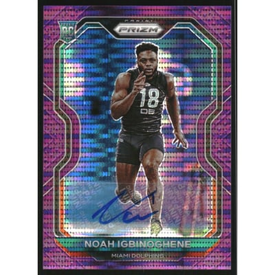 2020 Panini Prizm Rookie Autographs Prizms Purple Pulsar #340 Noah Igbinoghene