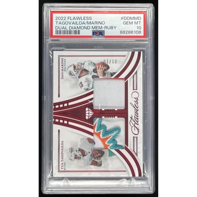 2022 Flawless Dual Diamond Memorabilia Ruby Tua Tagovailoa Dan Marino /15 PSA 10