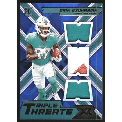 2022 Panini XR Rookie Triple Threats Materials Blue #39 Erik Ezukanma