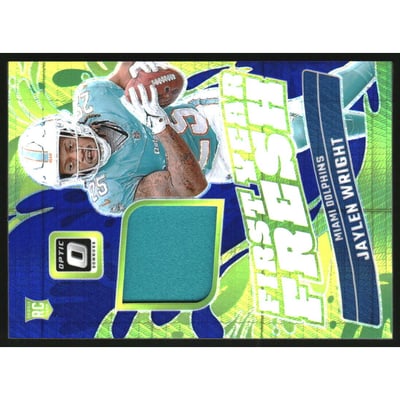 2024 Donruss Optic First Year Fresh Jerseys Blue Hyper #18 Jaylen Wright