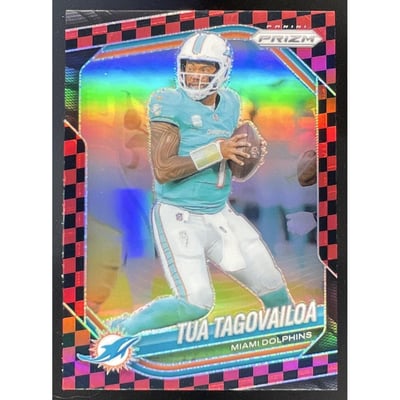 2025 Panini Prizm Black & Red Checker Prizm #58 Tua Tagovailoa