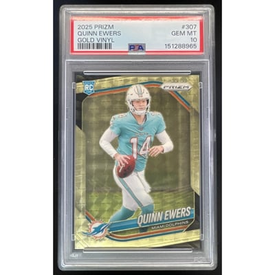2025 Panini Prizm Gold Vinyl Prizm #307 Quinn Ewers RC /5 PSA 10