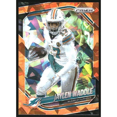 2025 Panini Prizm Prizms Orange Ice #172 Jaylen Waddle