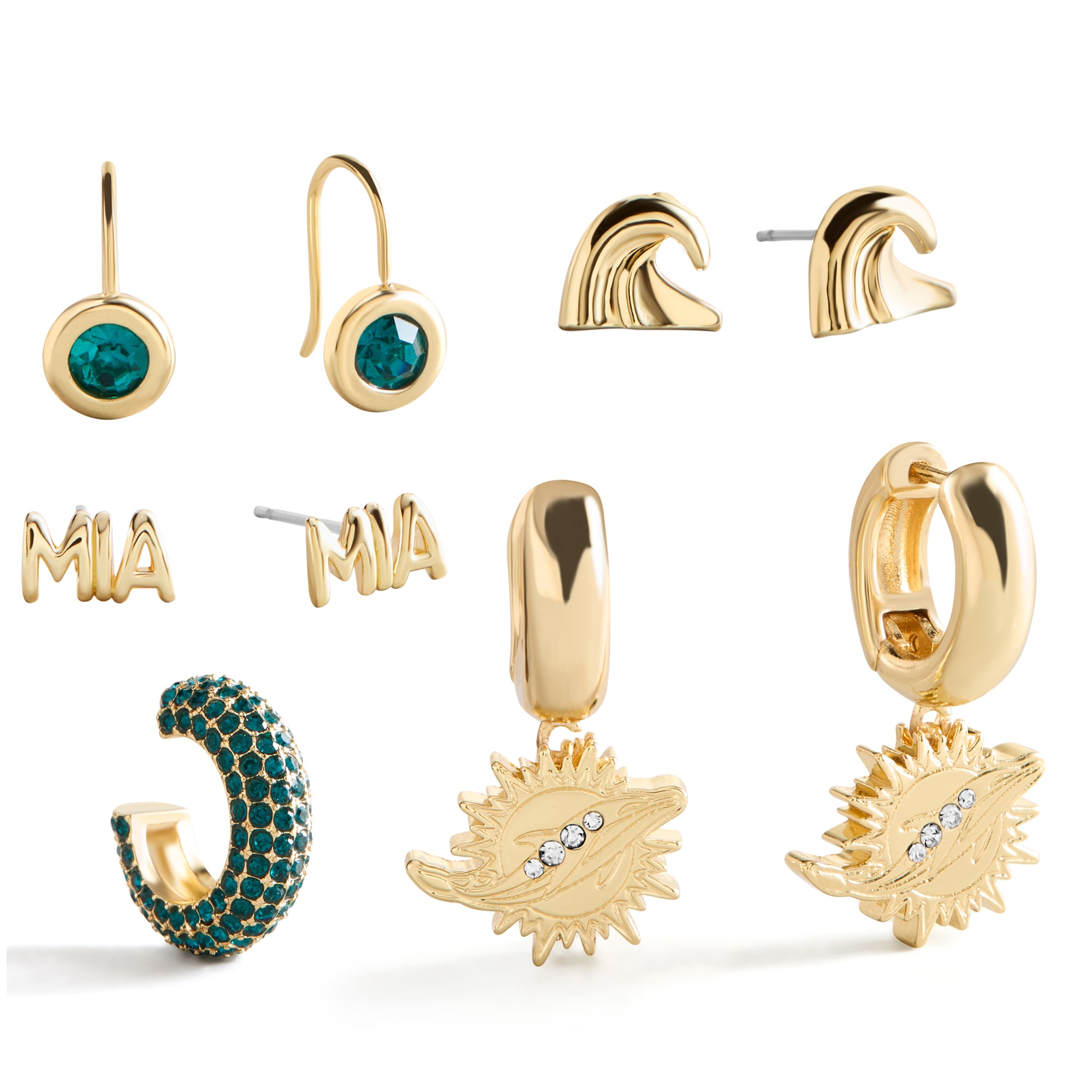 Ensemble de boucles d'oreilles assorties BaubleBar Miami Dolphins