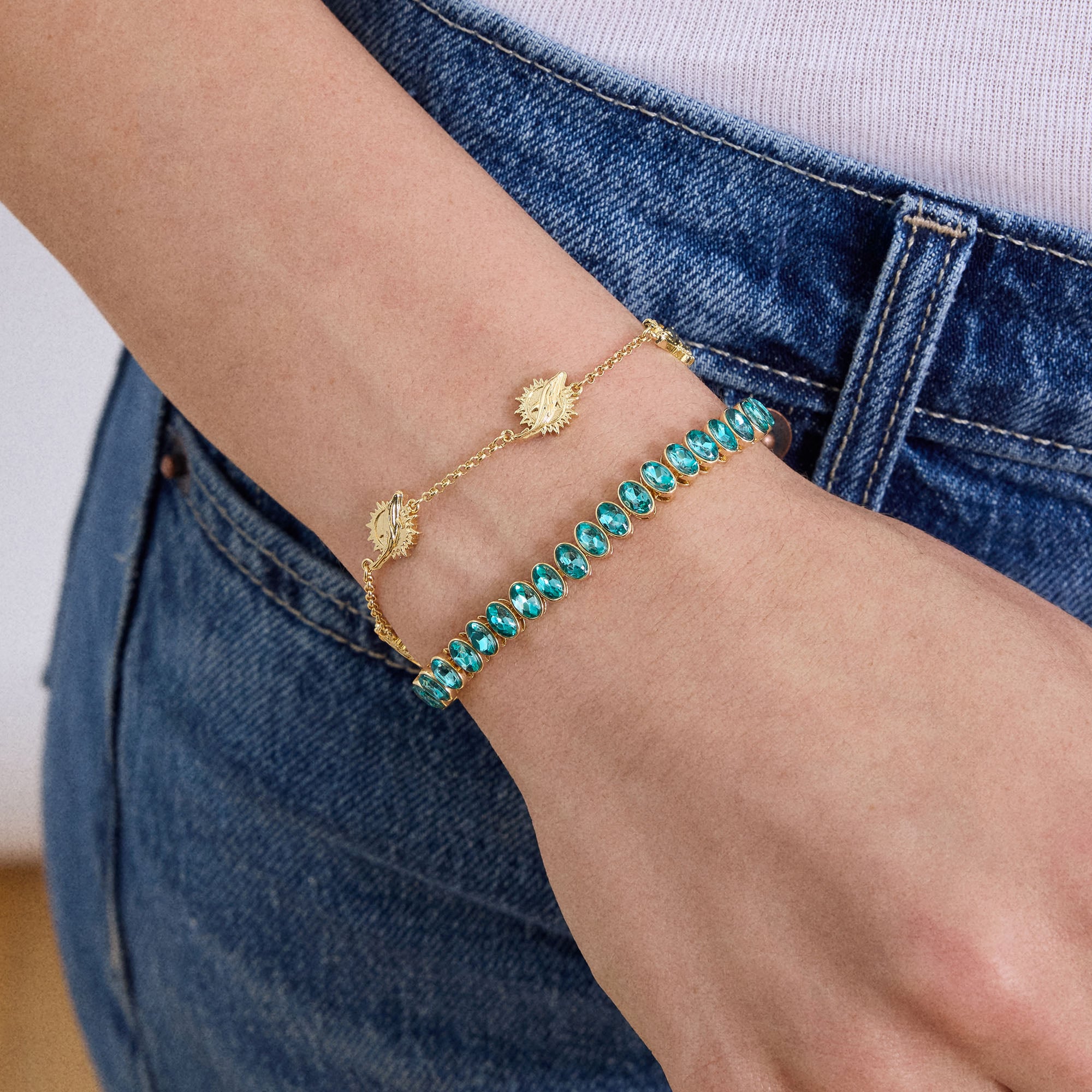 BaubleBar Miami Dolphins Set of Two Tennis Bracelets