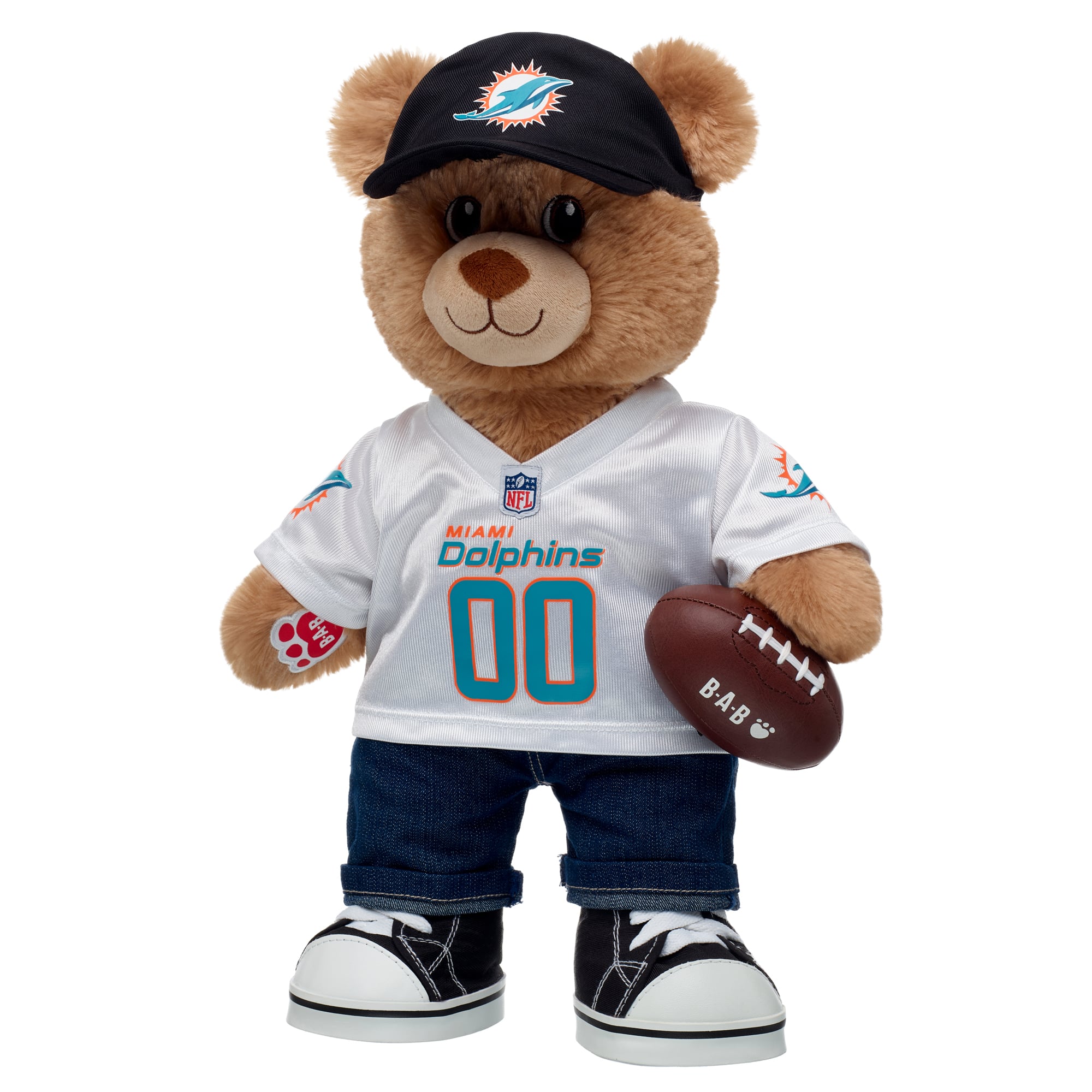 Coffret cadeau ours en peluche Build-A-Bear Miami Dolphins Happy Hugs