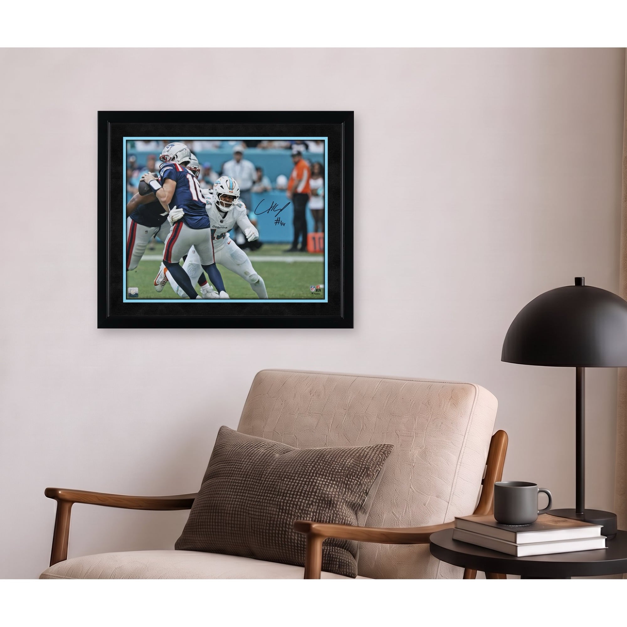 Chop Robinson Miami Dolphins Autographed "16 x 20" Sacking Drake Maye Photograph