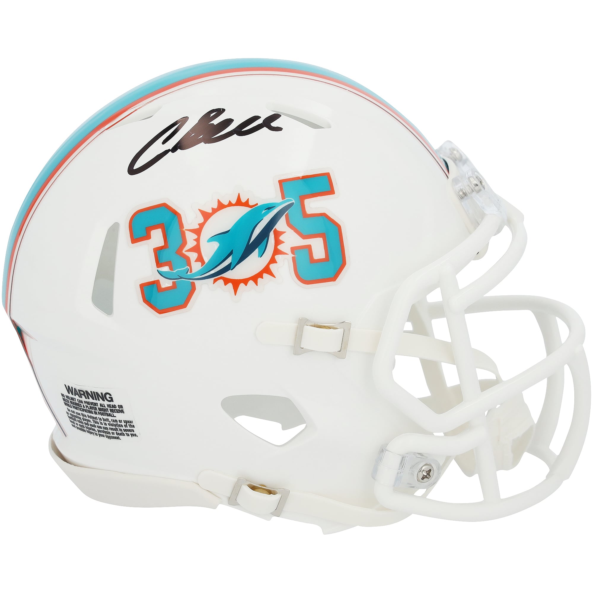 Chris Bell Miami Dolphins Autographed Riddell 305 Speed Mini Helmet