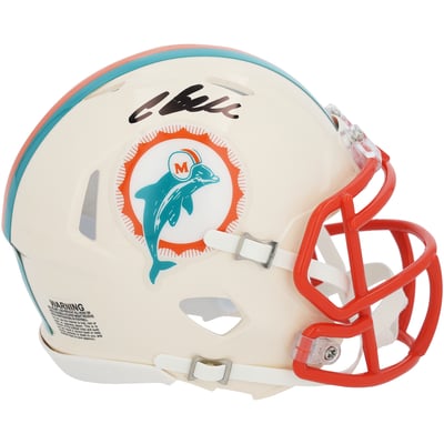 Chris Bell Miami Dolphins Autographed Fanatics Authentic Riddell Retro Speed Mini Helmet