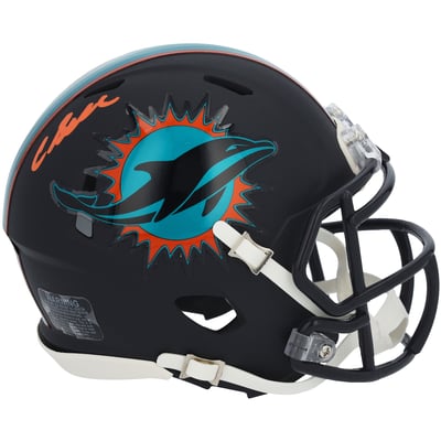 Chris Bell Miami Dolphins Autographed Fanatics Authentic Riddell Rivalry Speed Mini Helmet