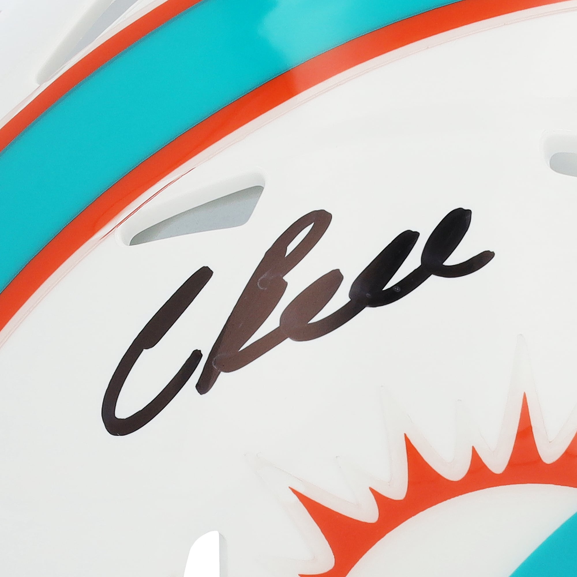 Mini casque Riddell Speed ​​autographié par Chris Bell des Dolphins de Miami