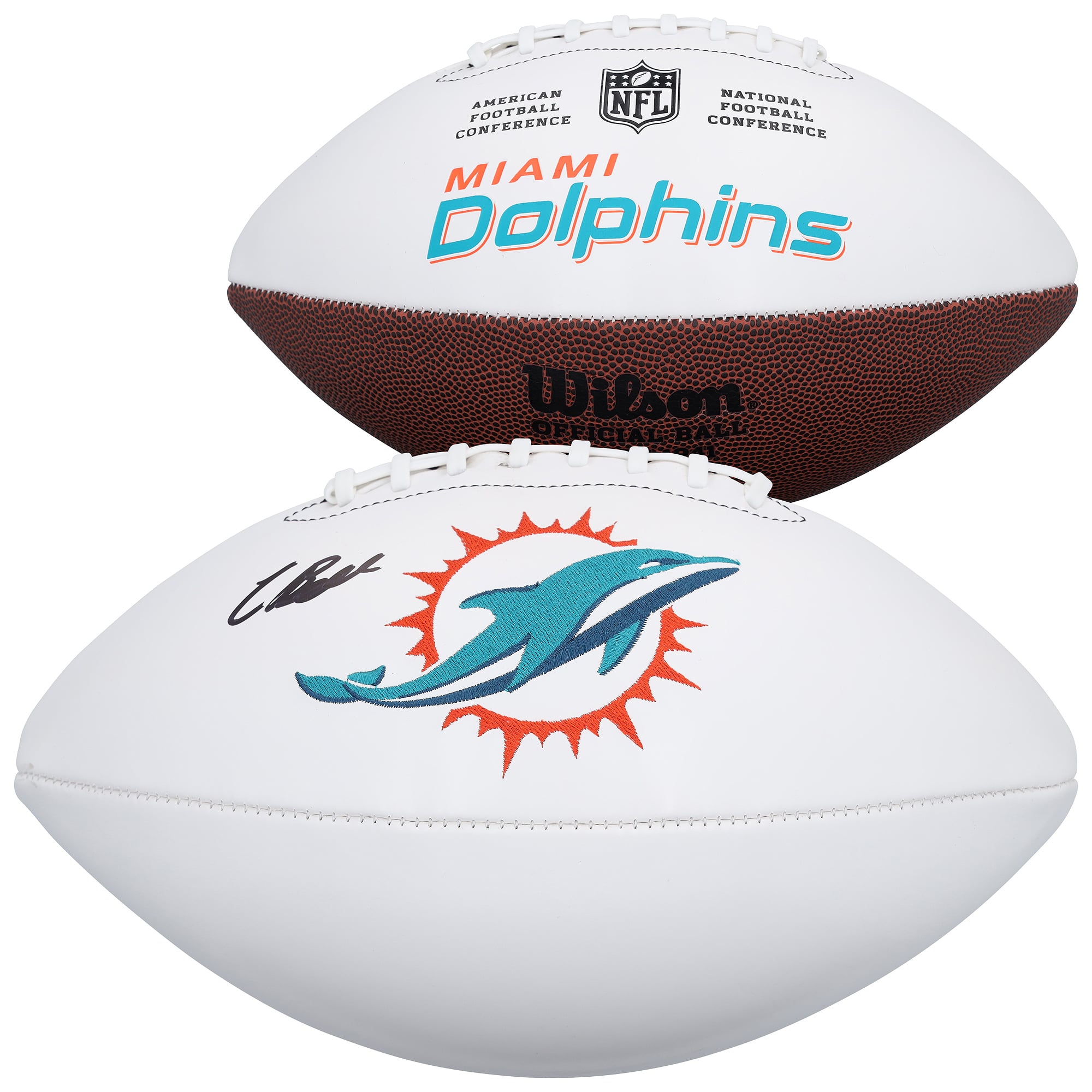 Chris Bell Miami Dolphins Autographed Wilson White Panel Football