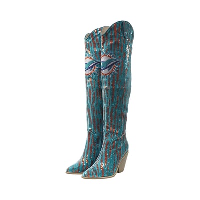 Miami Dolphins FABGATING by Cuce Over-the-Knee Two-Tone Sequin Boots