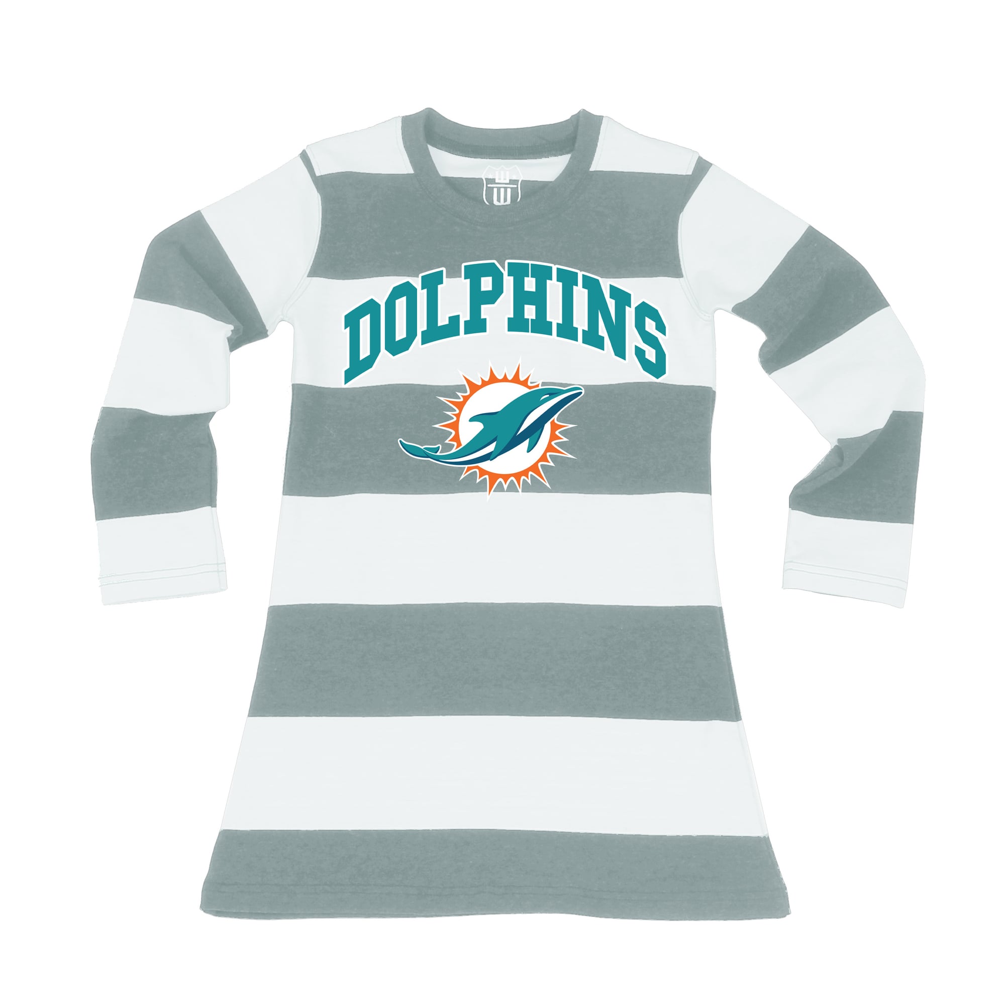Girls Toddler Wes & Willy  Gray/White Miami Dolphins Long Sleeve Rugby Tri-Blend Dress