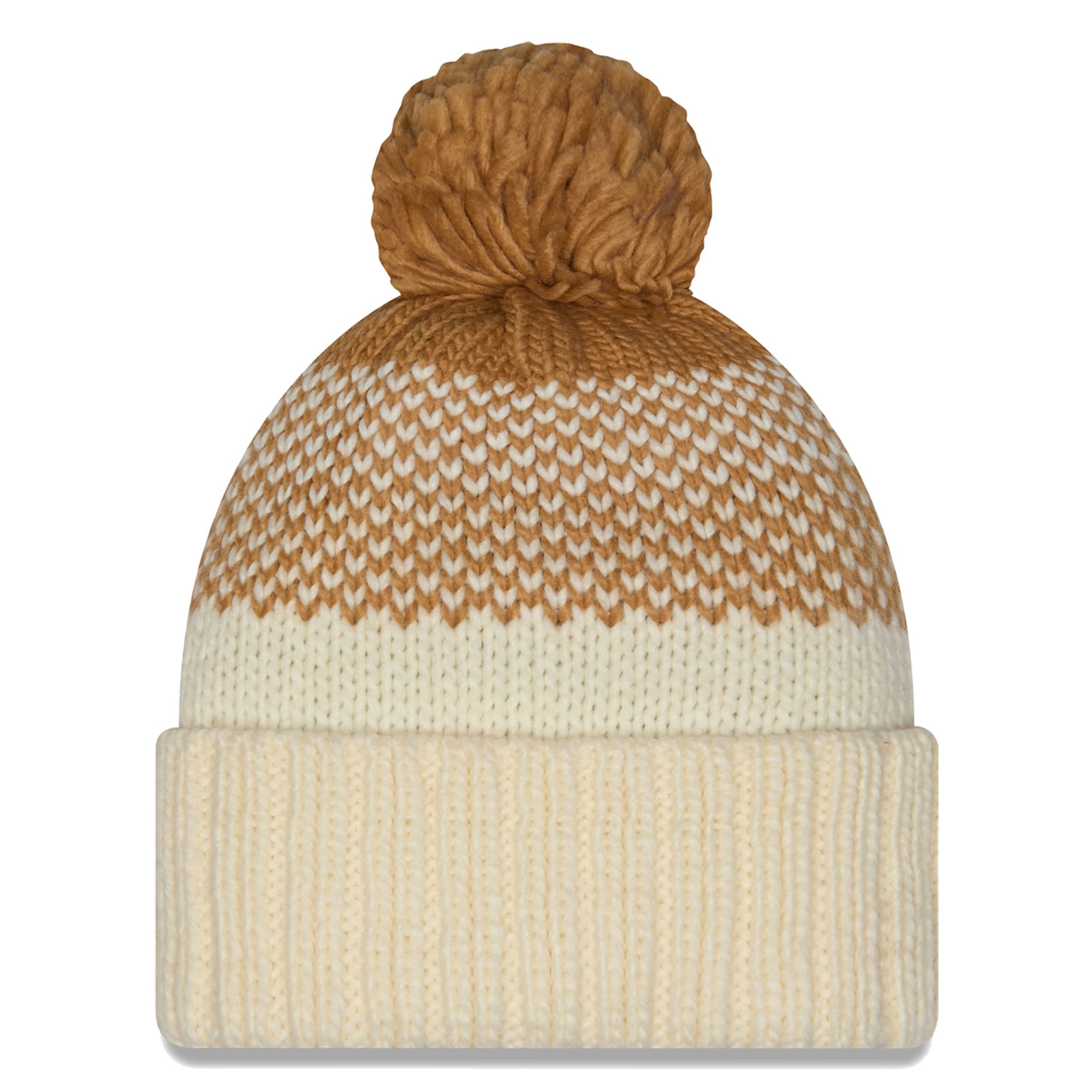 Bonnet à revers New Era crème/marron Miami Dolphins avec pompon