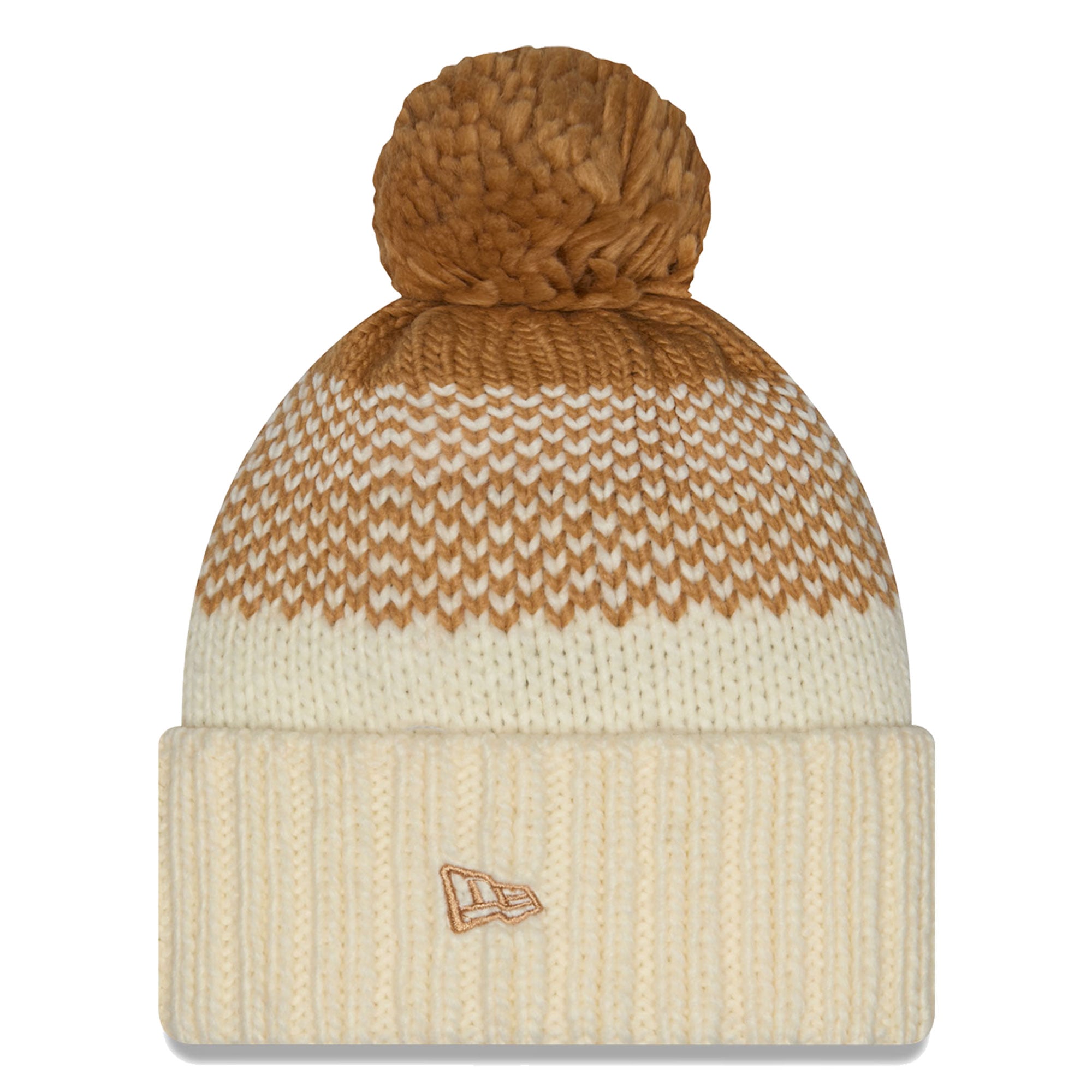 Bonnet à revers New Era crème/marron Miami Dolphins avec pompon
