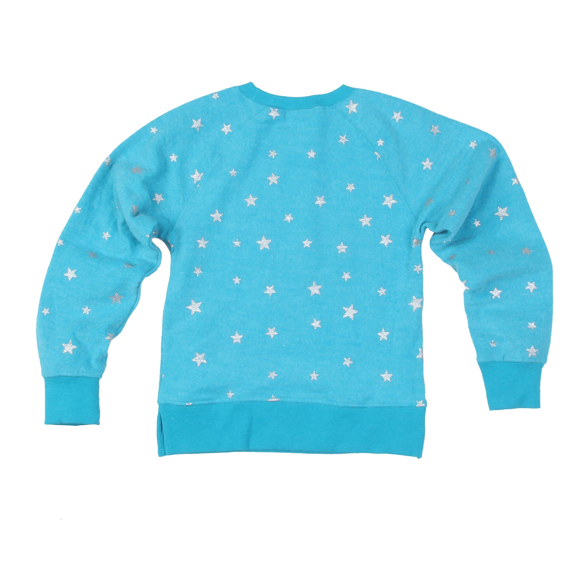 Girls Youth Wes & Willy Aqua Miami Dolphins Shimmer Star Reverse Sweatshirt