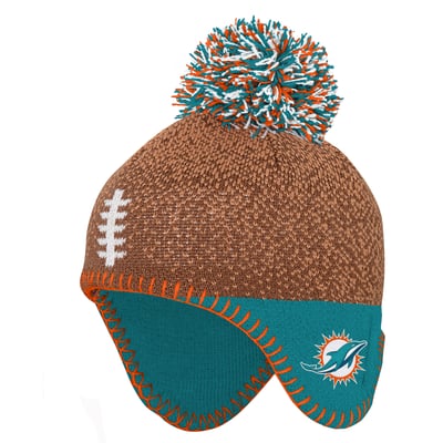 Miami Dolphins Outerstuff Infant Football Head Knit Hat - Brown