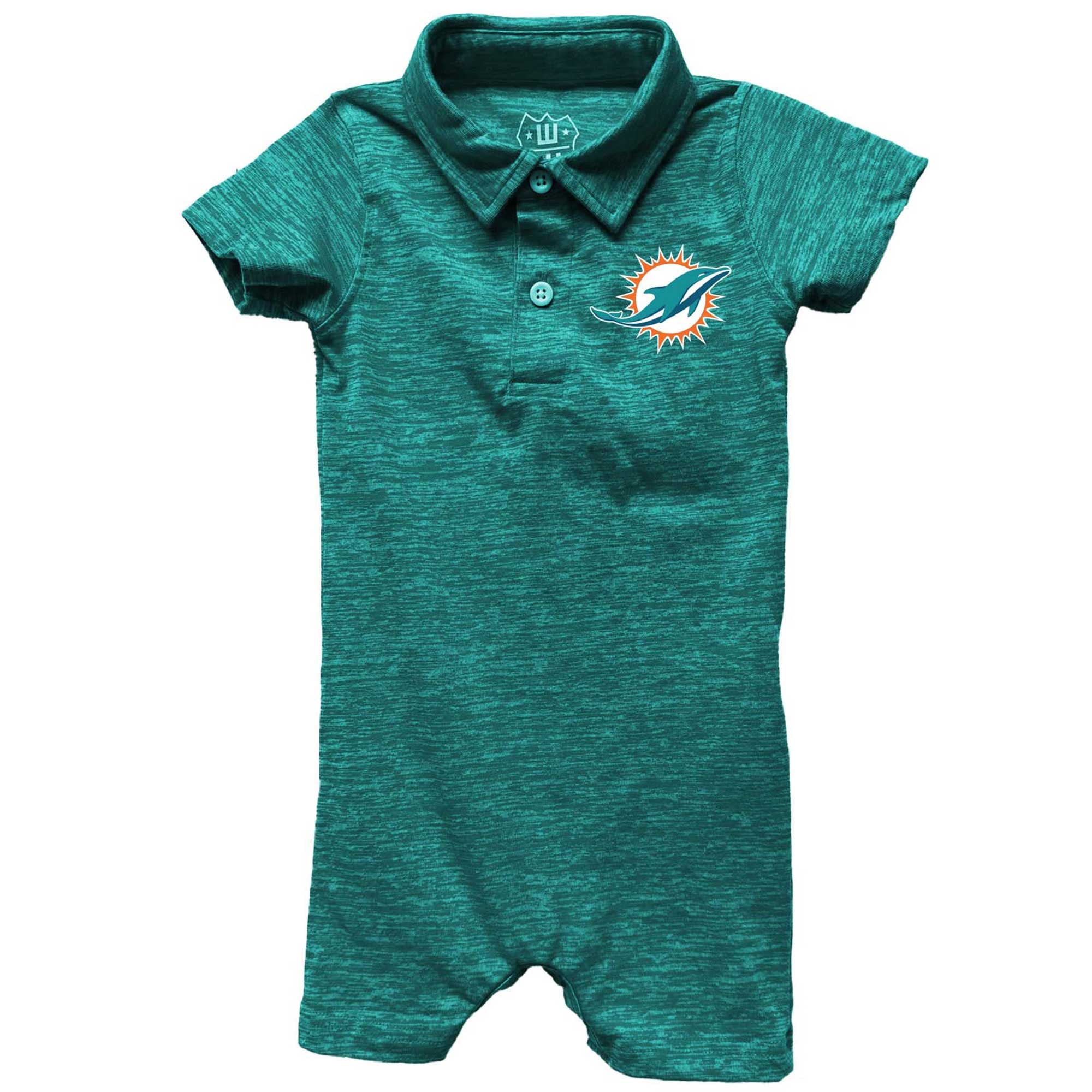 Combinaison polo courte Wes & Willy Aqua Miami Dolphins pour bébé, en fil nuageux