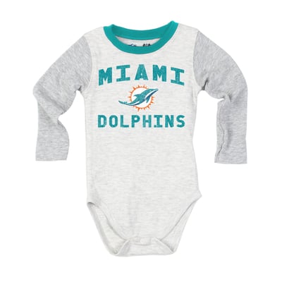  Miami Dolphins Wes & Willy Infant Jie Jie Hopper Long Sleeve Bodysuit & Pants Set - Heather Gray