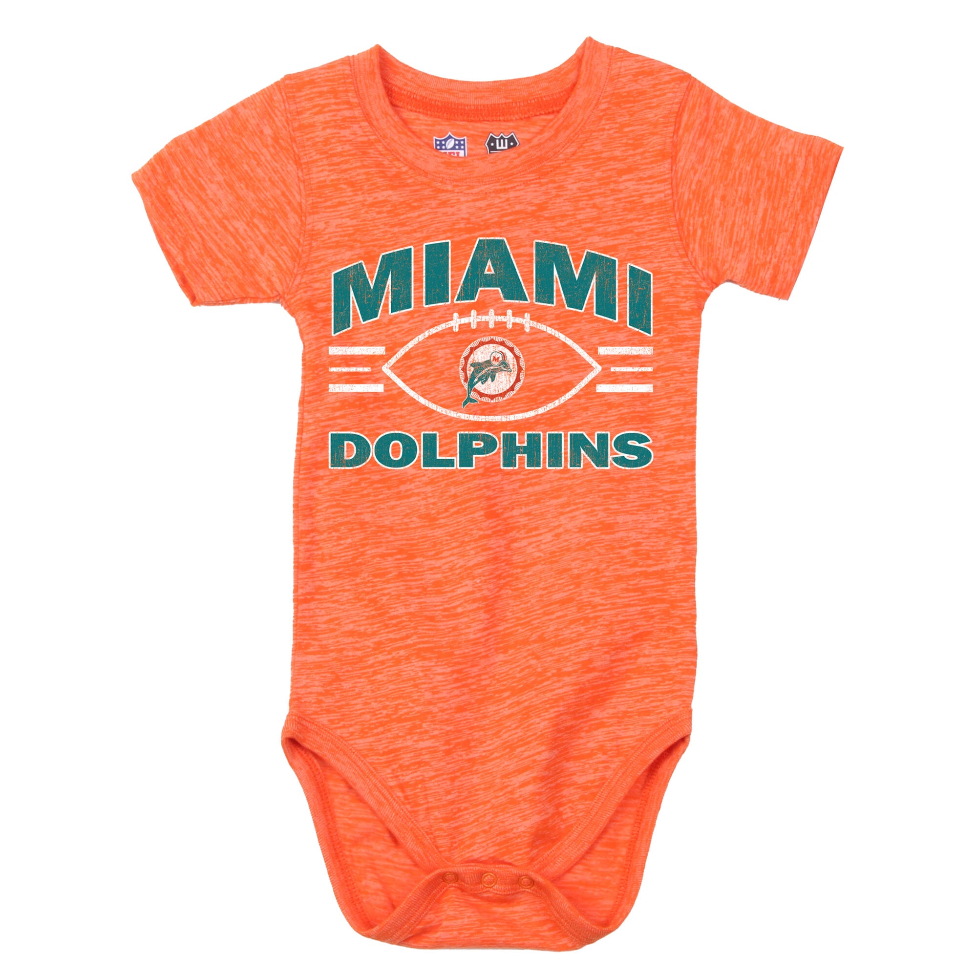 Infant Wes & Willy Orange/Aqua Miami Dolphins Cloudy Yard Hopper Bodysuit Shorts Set