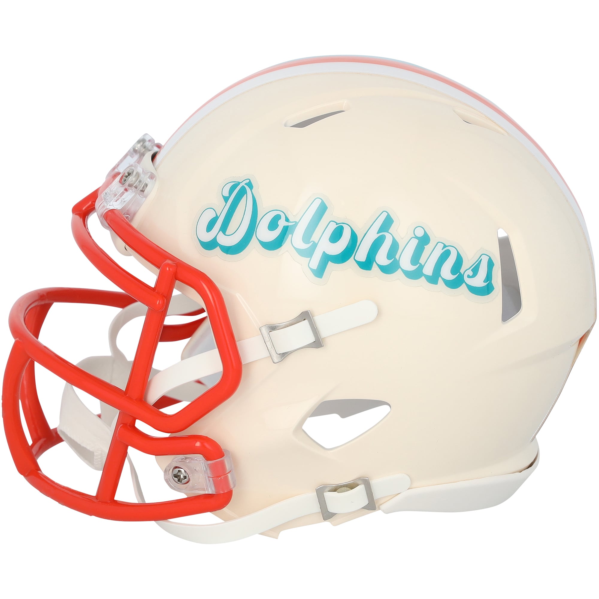 Casque Riddell Retro Speed Mini autographié par Jacob Rodriguez, joueur des Dolphins de Miami