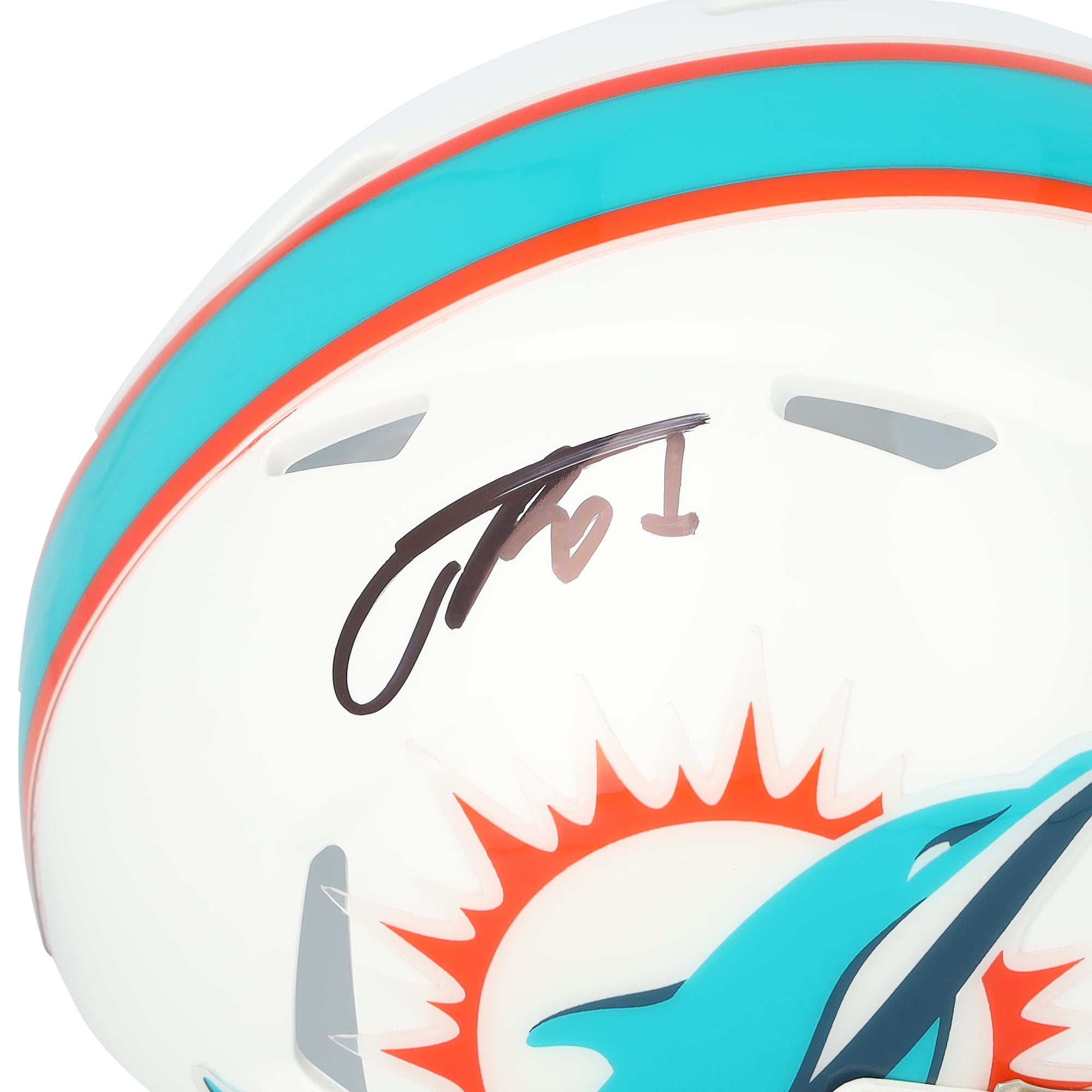 Mini-casque Riddell Speed ​​autographié par Jacob Rodriguez, joueur des Dolphins de Miami