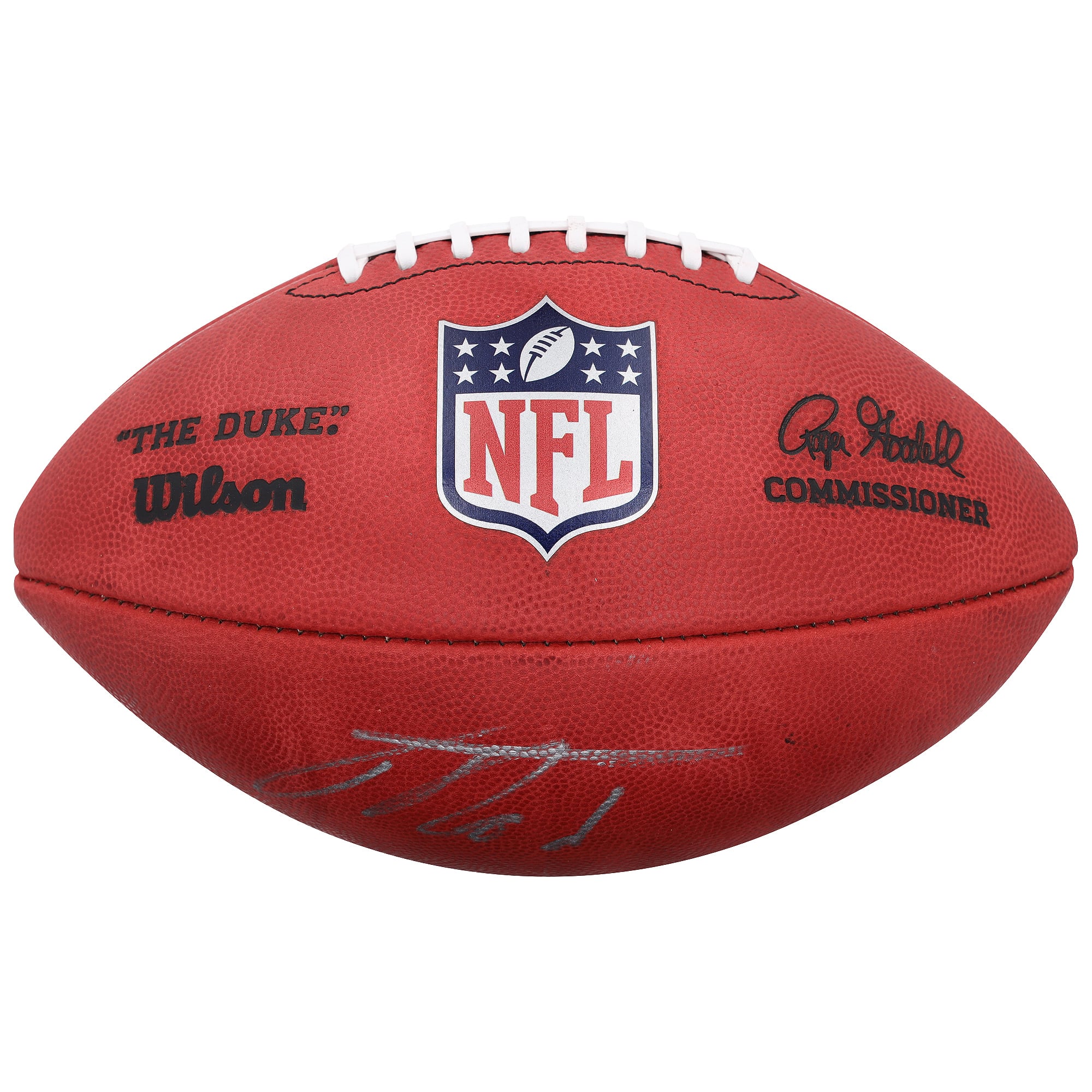 Ballon de football Wilson Duke en couleur, autographié par Jacob Rodriguez des Dolphins de Miami