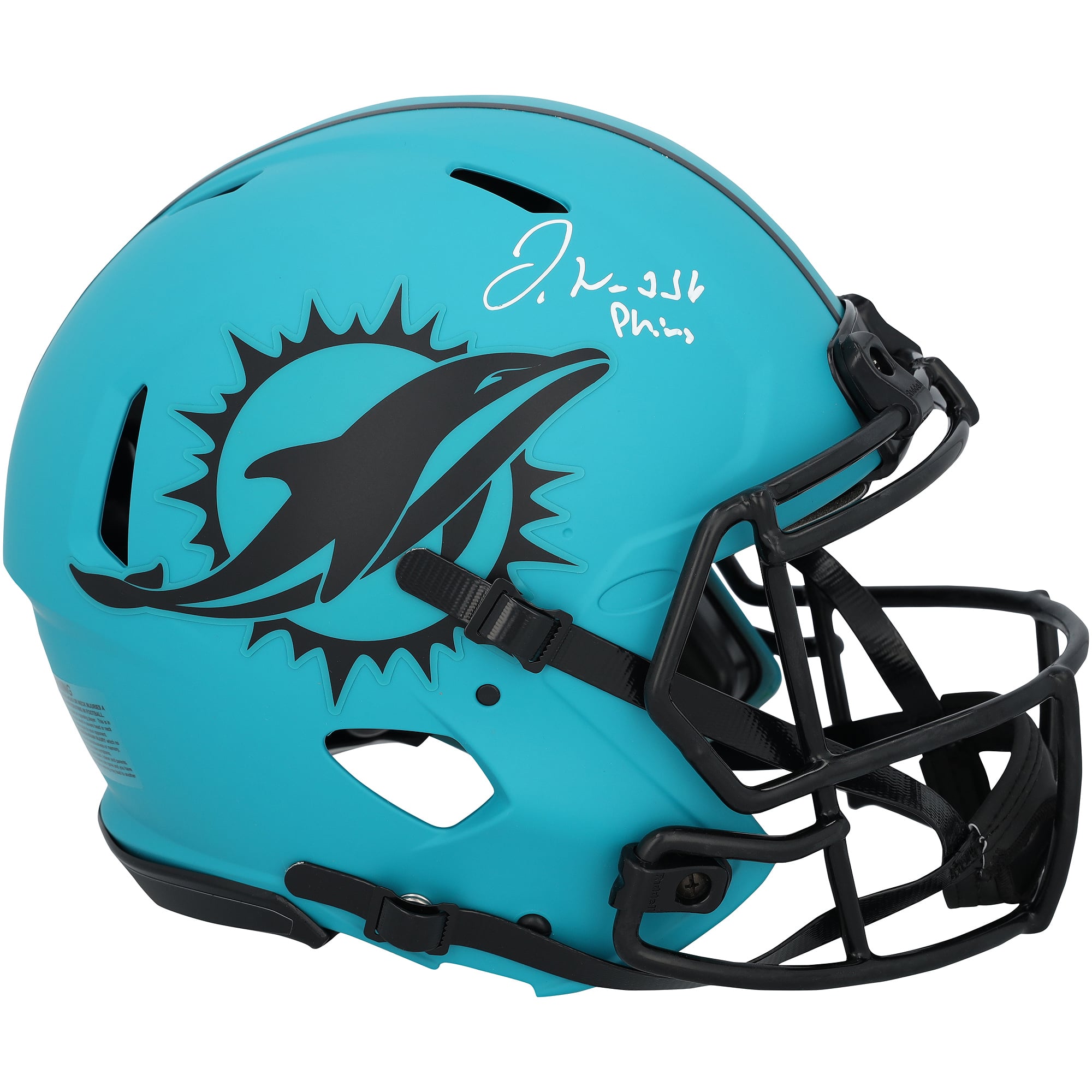 Casque Riddell Rave Speed ​​Authentic autographié par Jaylen Waddle des Miami Dolphins avec inscription « Phins »