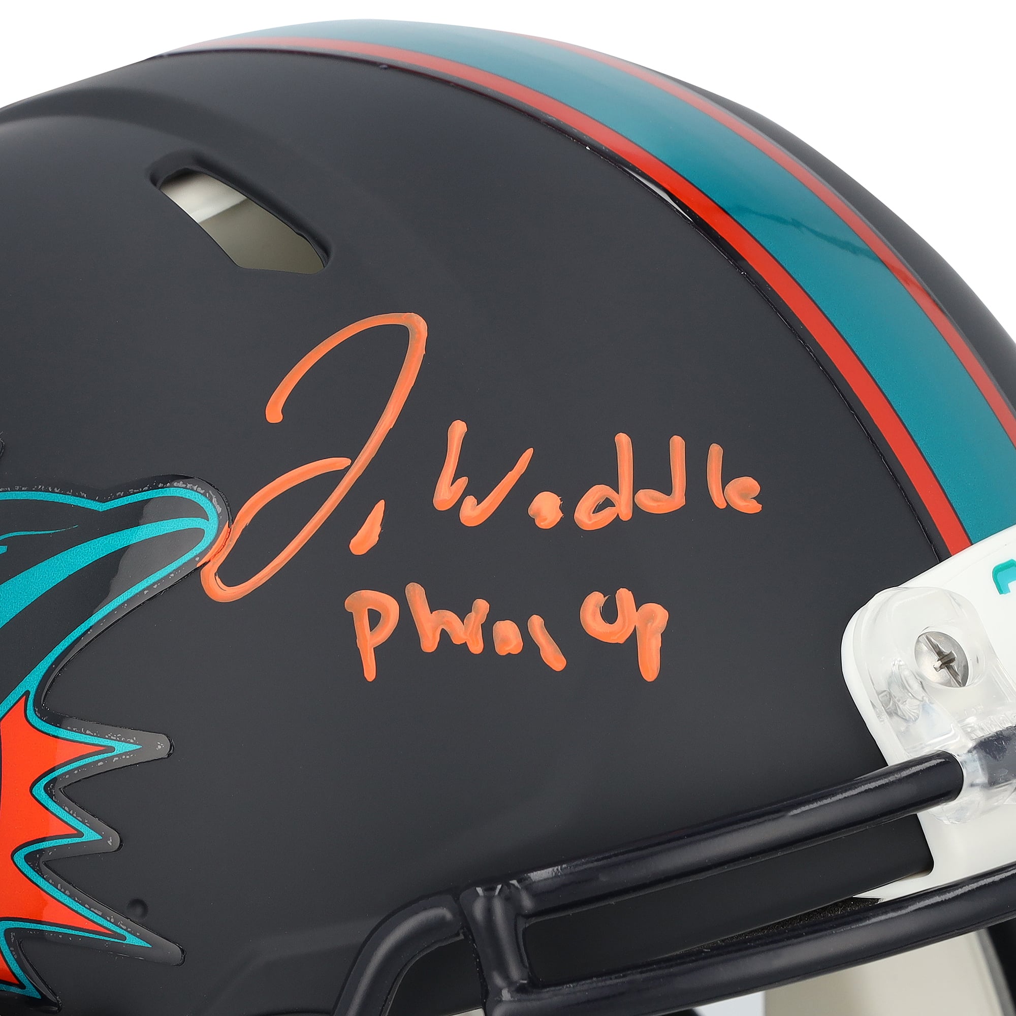Jaylen Waddle Miami Dolphins Autographed Riddell Rivalry Speed Authentic Helmet with "Phins Up" Inscription