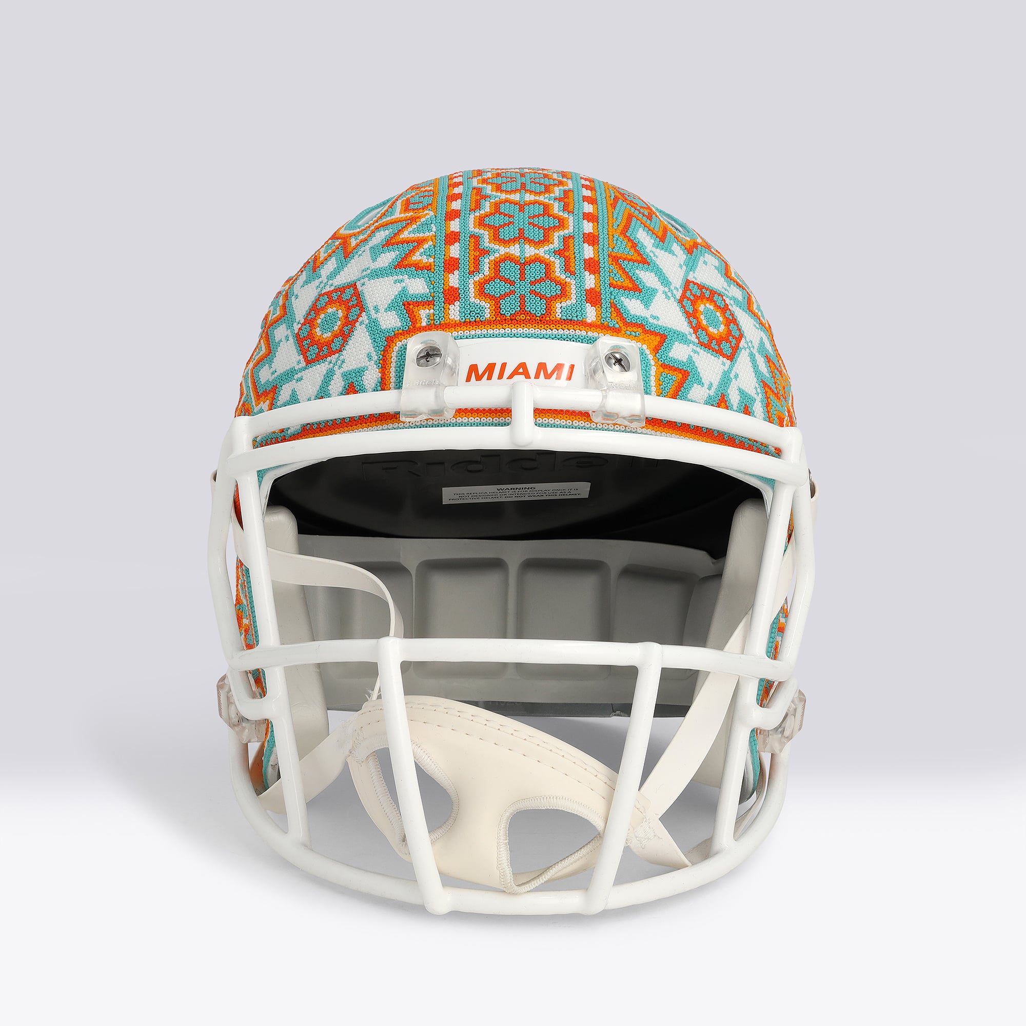 Casque réplique Riddell Speed ​​autographié par Jaylen Waddle (Miami Dolphins) - Illustration par Soul Made Arte