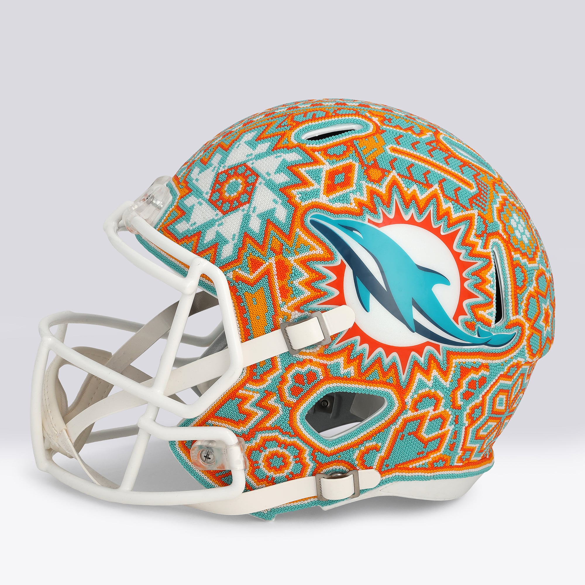 Casque réplique Riddell Speed ​​autographié par Jaylen Waddle (Miami Dolphins) - Illustration par Soul Made Arte