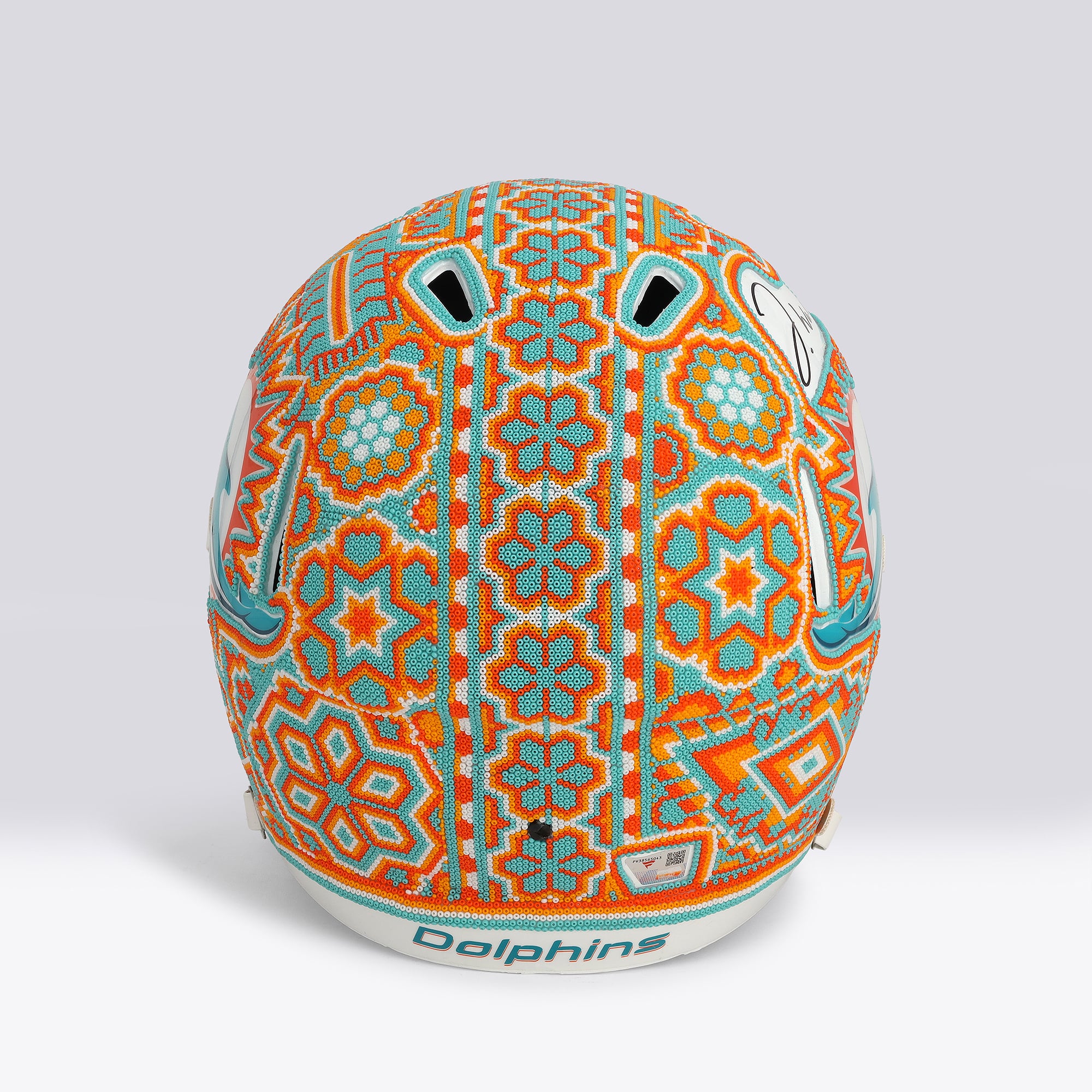 Casque réplique Riddell Speed ​​autographié par Jaylen Waddle (Miami Dolphins) - Illustration par Soul Made Arte