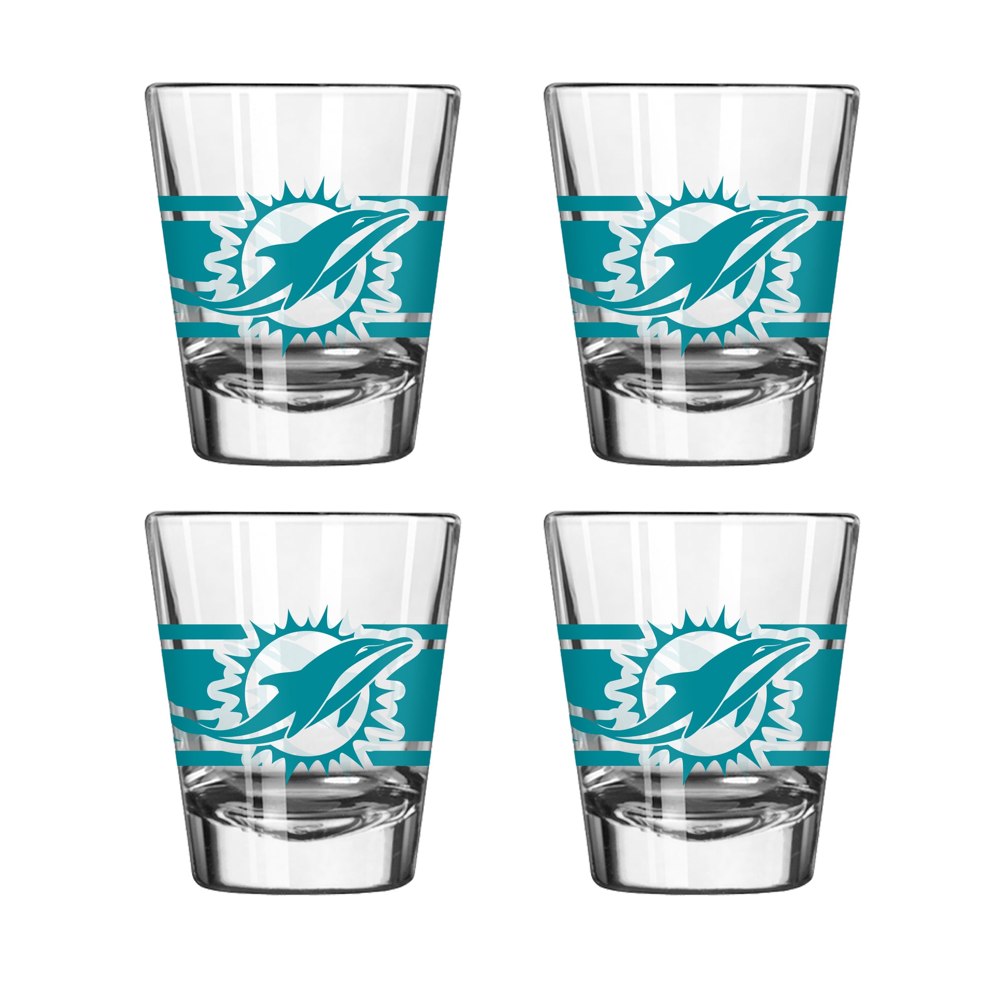 Logo Brands Miami Dolphins Four-Piece Stripe Shot Glass Set