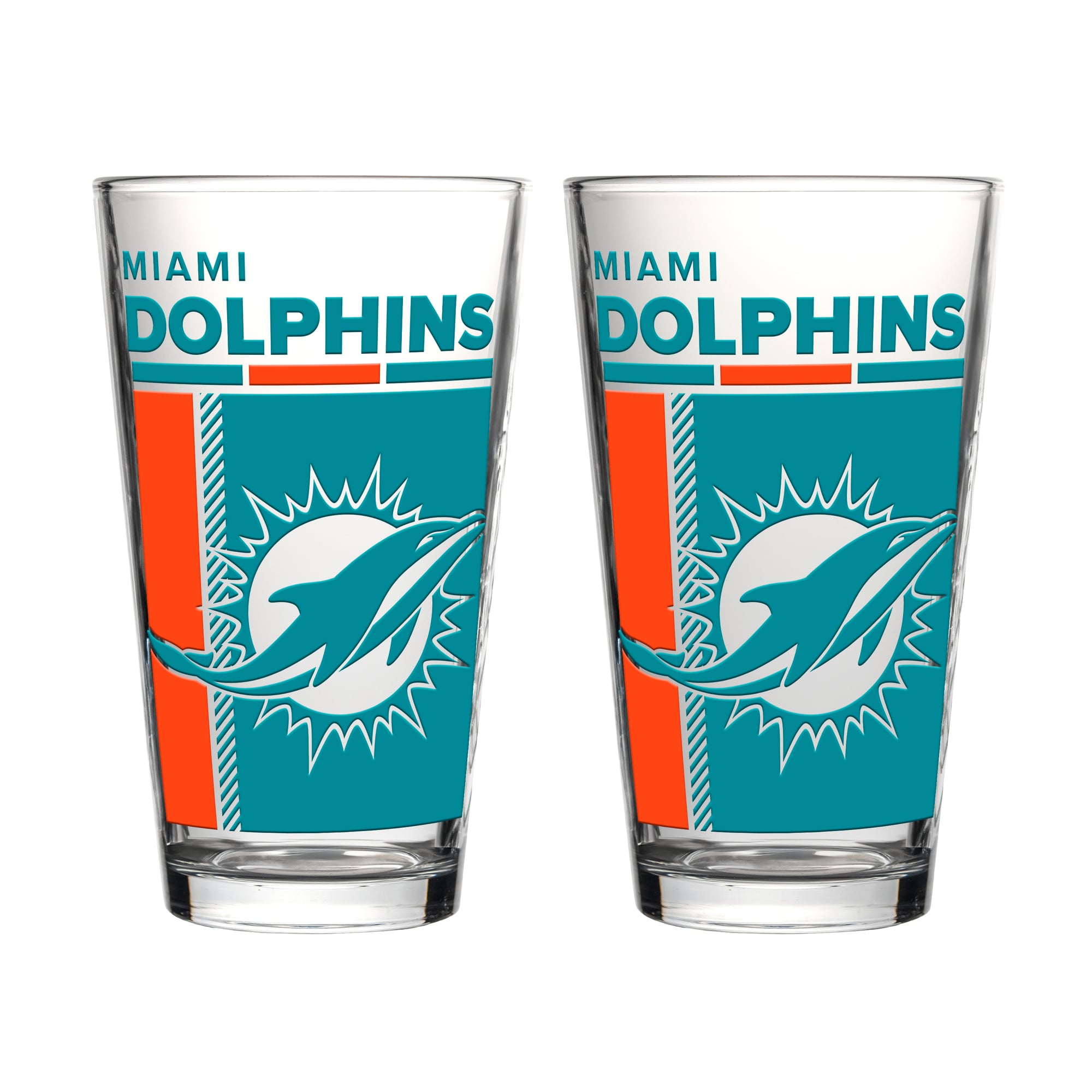 Ensemble de deux verres à bière de 473 ml (16 oz) Logo Brands Miami Dolphins
