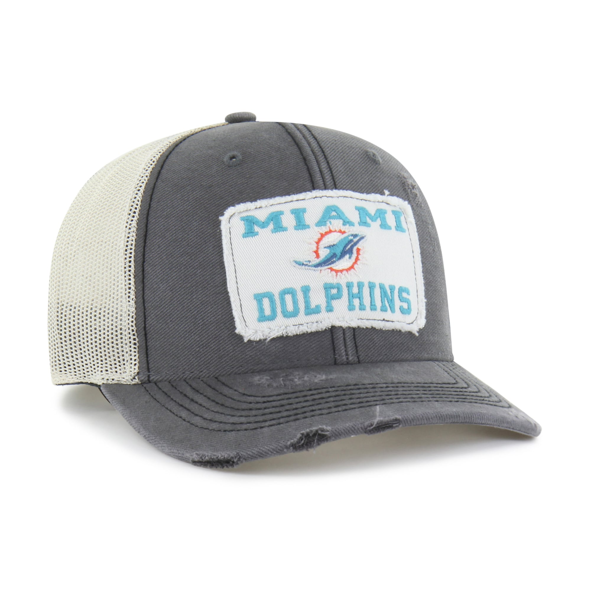 Men's '47 Charcoal Miami Dolphins Egremont Well-Worn Adjustable Trucker Hat
