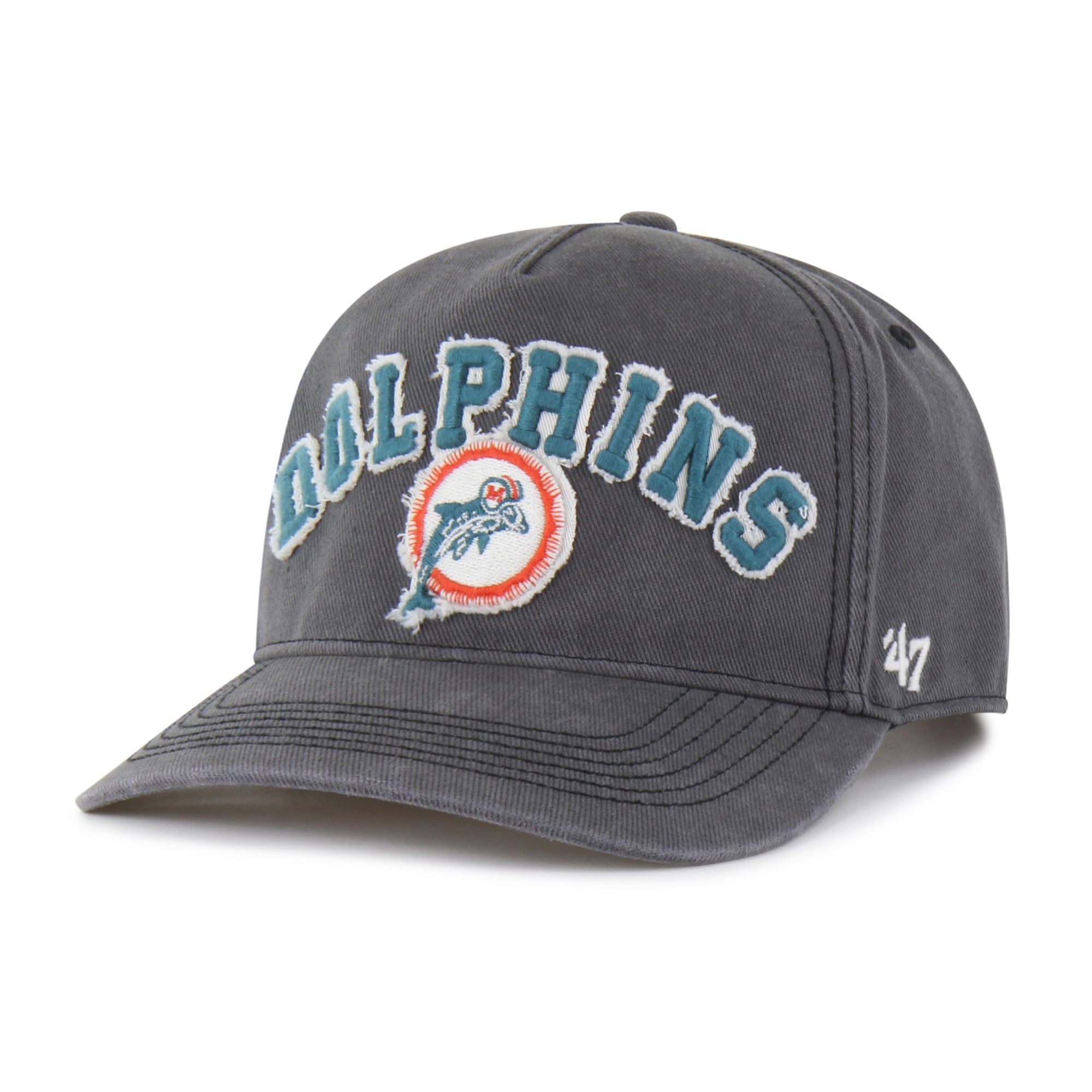 Men's '47 Charcoal Miami Dolphins Throwback Calderwood Well Worn Hitch Adjustable Hat