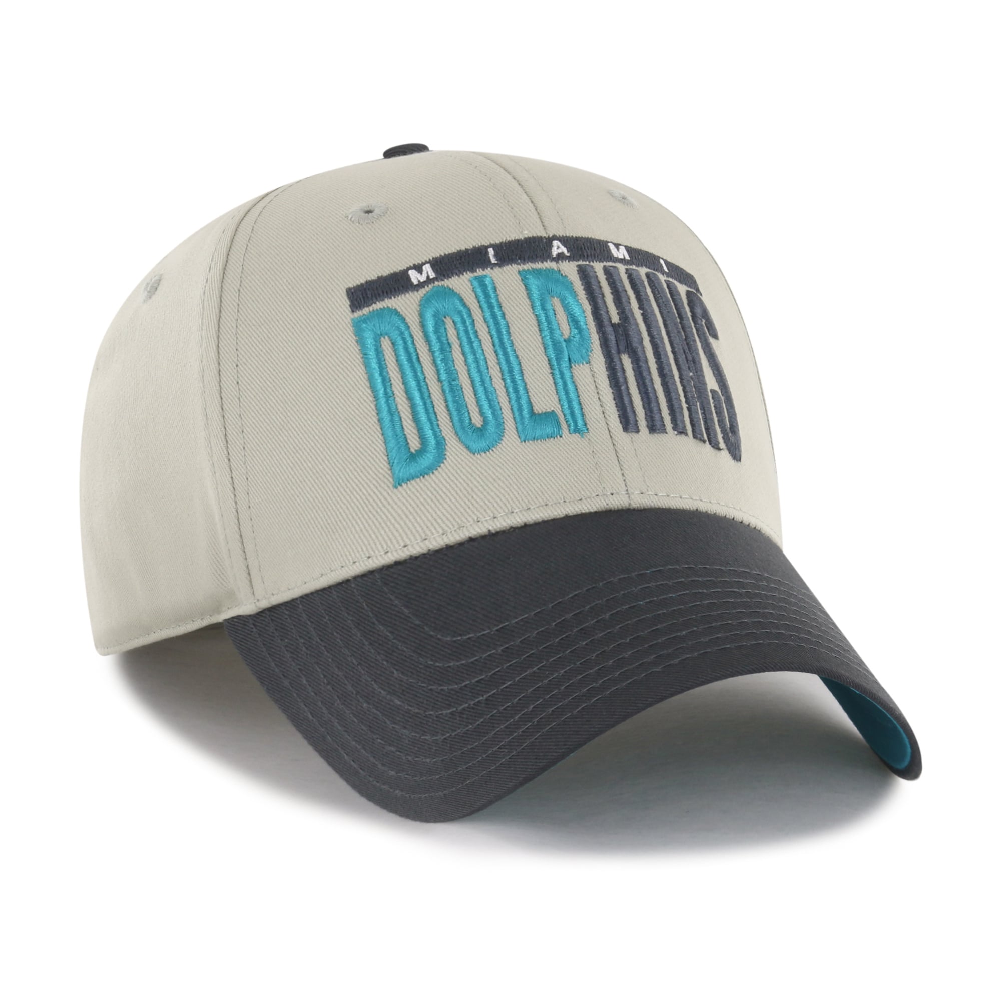 Casquette ajustable pour homme « 47 » grise/noire Miami Dolphins MVP avec inscription en demi-bloc