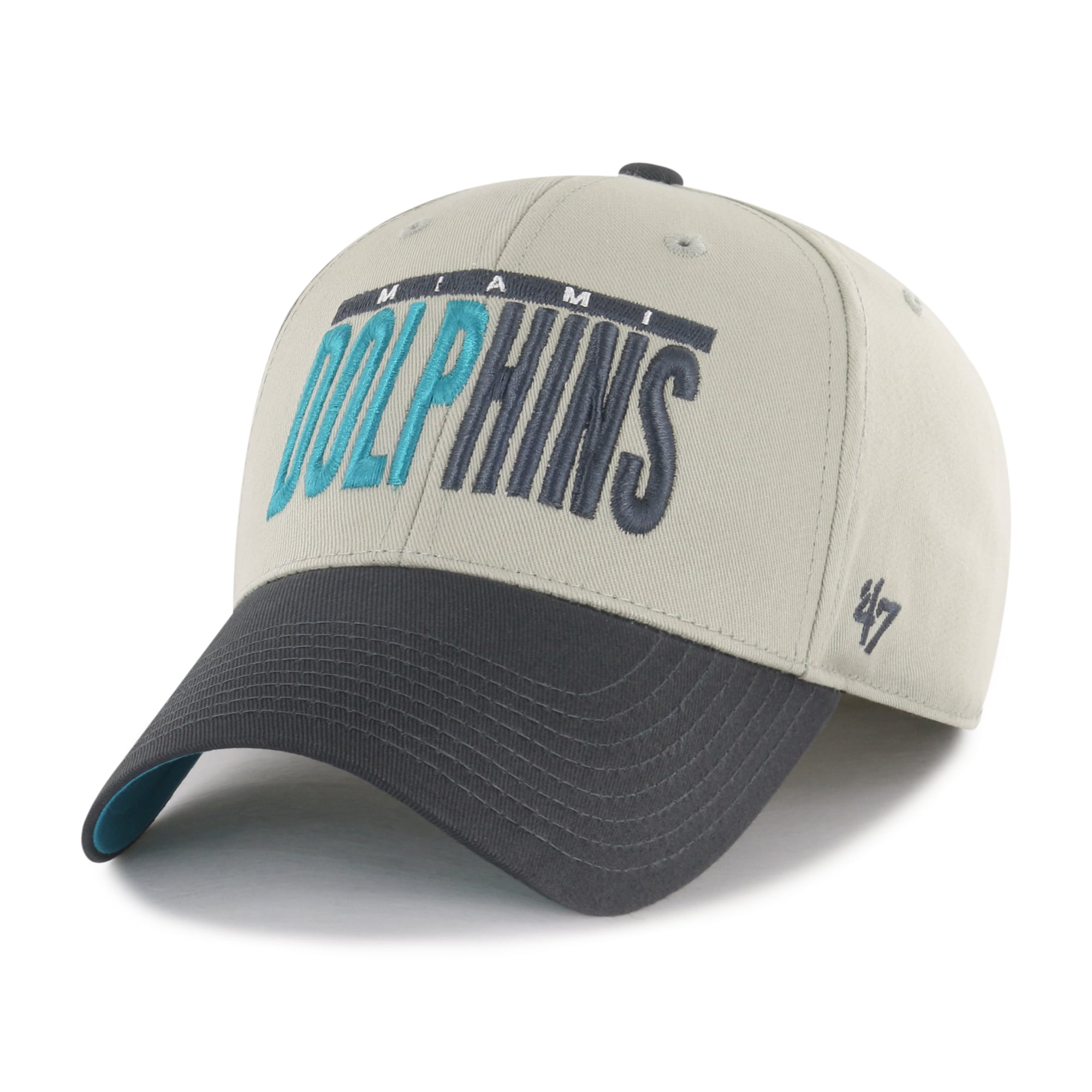 Casquette ajustable pour homme « 47 » grise/noire Miami Dolphins MVP avec inscription en demi-bloc