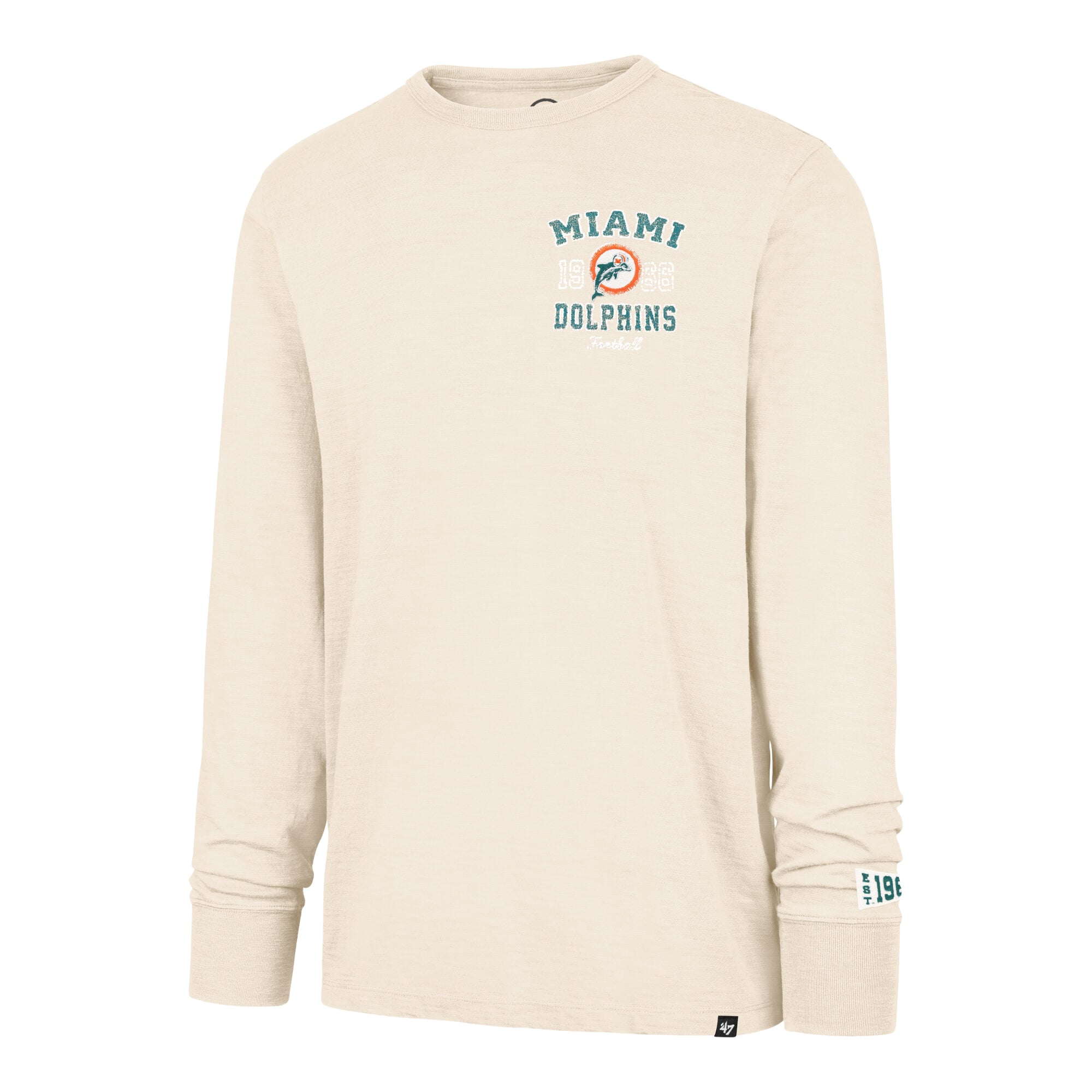 Men's '47 Tan Miami Dolphins Heavy Slub Long Sleeve T-Shirt