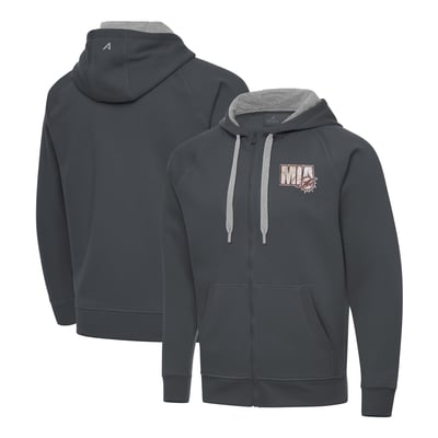 Miami Dolphins Antigua Woodland Camo Victory Full-Zip Hoodie - Charcoal