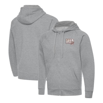 Miami Dolphins Antigua Woodland Camo Victory Full-Zip Hoodie - Heather Gray