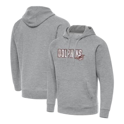 Miami Dolphins Antigua Woodland Camo Victory Hoodie - Heather Gray