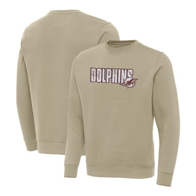 Miami Dolphins Antigua Woodland Camo Victory Sweatshirt - Khaki