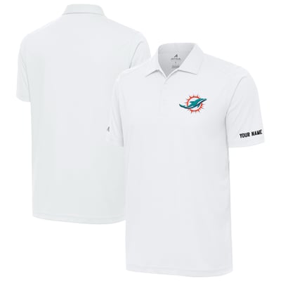 Miami Dolphins Antigua  Personalized Tribute Polo - White