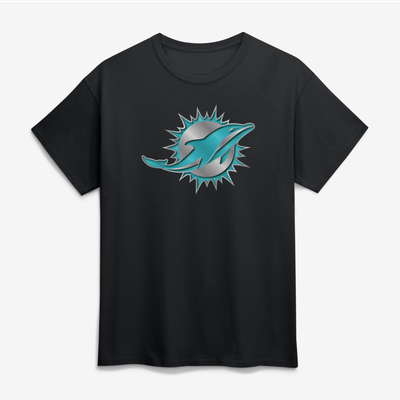 Miami Dolphins Big & Tall Metallic Mascot T-Shirt - Black